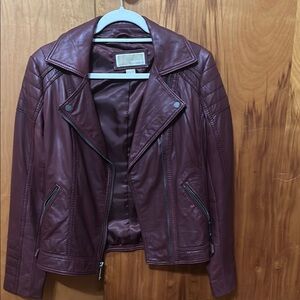 Women's Burgundy Leather Jacket